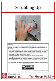 Clinical skills instruction booklet cover page, scrubbing up